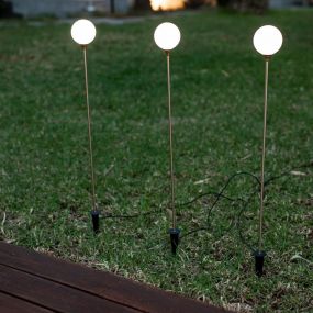 New Garden Bruna - set van 3 stuks - tuinpaal op zonne-energie - Ø8 x 80 cm - 3 x 0,5W LED incl. - IP65 - wit