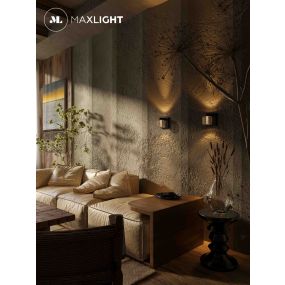 Maxlight Mesh - wandverlichting - 12 x 12,5 x 12 cm - 5W LED incl. - mat zwart en goud