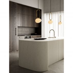 Design for the People Shapes 22 - hanglamp - Ø 22 x 59,5 cm - wit en messing