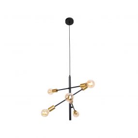 Maxlight Todi - hanglamp - Ø 60 x 170 cm - zwart en goud