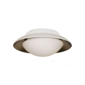 Artdelight Mush - badkamer plafondverlichting - Ø 25 x 9 cm - 10W LED incl. - IP44 - wit en staal
