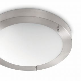 Artdelight Yuca - badkamer plafondverlichting - Ø 30 x 8 cm - 12W LED incl. - IP44 - mat staal