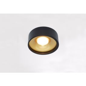 Artdelight Orlando - plafondverlichting - Ø 14 x 5 cm - 10W dimbare LED incl. - zwart en mat goud