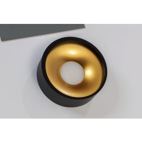 Artdelight Orlando - plafondverlichting - Ø 14 x 5 cm - 10W dimbare LED incl. - zwart en mat goud