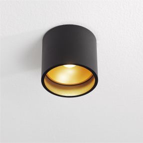 Artdelight Ormond - plafondverlichting - Ø 11 x 10 cm - 7W dimbare LED incl. - IP54 - zwart en mat goud