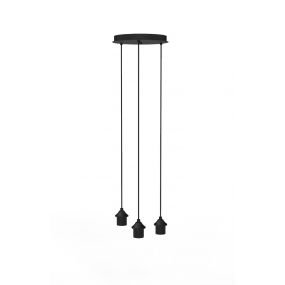 Artdelight - hanglamp 3L excl. lampenkappen  - Ø 30 x 3 cm - zwart