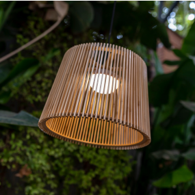 New Garden Okinawa - buiten hanglamp met oplaadbare lichtbron en afstandsbediening - 9W LED incl. - Ø 39 x 300 cm - IP54 - bamboe