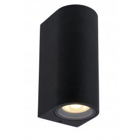 Lucide Zaro Round - buiten wandlamp - 7,8 x 6,8 x 16 cm - IP44 - zwart