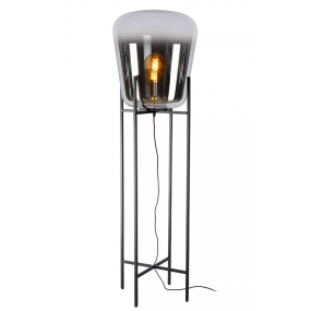 Lucide Glorio - vloerlamp - Ø 45 x 155 cm - zwart/titanium glas