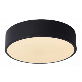 Lucide Unar - plafondverlichting - Ø 20 x 5 cm - 12W dimbare LED incl. -  3 stappen dimmer - zwart