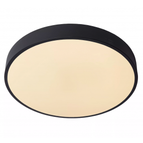 Lucide Unar - plafondverlichting - Ø 39,50 x 5 cm - 24W dimbare LED incl. -  3 stappen dimmer - zwart
