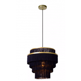 Lucide Extravaganza Frills - hanglamp - Ø 42 x 170 cm - donkerblauw en mat goud