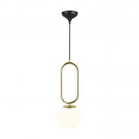 Design for the People Shapes 27 - hanglamp - Ø 27 x 68,5 cm - wit en messing