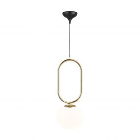 Design for the People Shapes 22 - hanglamp - Ø 22 x 59,5 cm - wit en messing