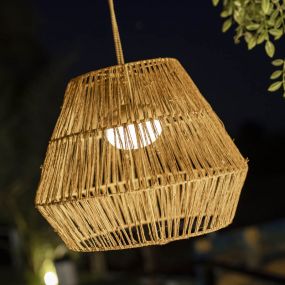 New Garden Sisine - buiten hanglamp met oplaadbare lichtbron en afstandsbediening - 9W LED incl. - Ø 40 x 30,5 x 300 cm - IP54 - rotan