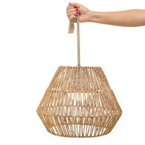 New Garden Sisine - buiten hanglamp met oplaadbare lichtbron en afstandsbediening - 9W LED incl. - Ø 40 x 30,5 x 300 cm - IP54 - rotan