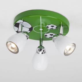 Brilliant Voetbal - plafondlamp 3L - Ø 31 x 14,5 cm - 3 x 3W LED incl. - groen