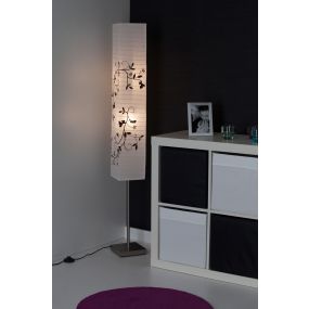 Brilliant Narvo - staanlamp - 145 cm - wit, satijn chroom, zwart
