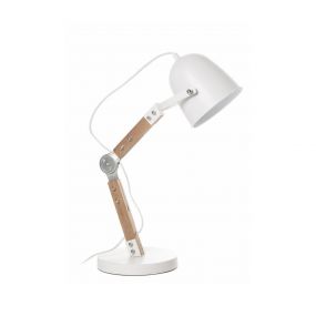 Artdelight Cooper - tafellamp - 20 x 20 x 58 cm - wit en lichtbruin