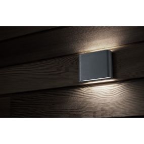 Nova Luce Soho - buiten wandverlichting - 18,5 x 3 x 10 cm - 2 x 5W LED incl. - IP54 - donkergrijs (stockopruiming!)