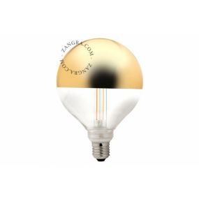 Zangra - LED filament lamp - Ø 12,5 x 17,5 cm - E27 - 4W dimbaar - spiegel goud