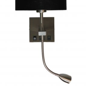 Artdelight Quad USB - wandverlichting met dubbele schakelaar en USB-poort - 18 x 11 x 11 cm - 3W LED incl. - mat staal