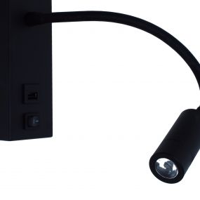 Artdelight Easy - wandverlichting met schakelaar en USB-poort - 6 x 32 x 14 cm - 3W LED incl. - zwart