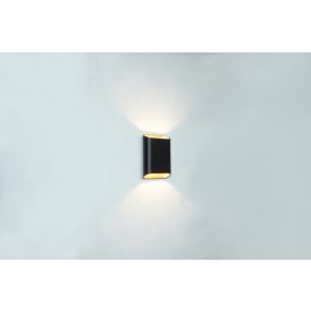 Artdelight Diaz Small - wandverlichting - 4 x 10 x 15 cm - 2 x 3W LED incl. - IP54 - zwart met goud