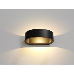 Artdelight Sharp - buiten wandverlichting - 19 x 10 x 7 cm - 7,2W dimbare LED incl. - IP65 - zwart en mat goud