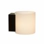 Lucide Jelte - wandverlichting - 12 x 15 x 12 cm - IP44 - zwart en opaal