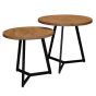 Vico Bijzettafel set - 2 rond - verbonden driepoot - bruin