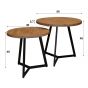 Vico Bijzettafel set - 2 rond - verbonden driepoot - bruin