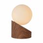 Lucide Len - tafellamp - 16 cm - hout en opaal