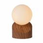 Lucide Len - tafellamp - 16 cm - hout en opaal