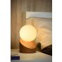 Lucide Len - tafellamp - 16 cm - hout en opaal