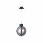 Brilliant Astro - hanglamp - Ø 30 x 120 cm - zwart en gerookt glas
