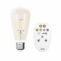 iDual LED-lamp met afstandsbediening - Ø 6,4 x 14 cm - E27 - 9W dimbaar - 2200K tot 6500K - transparant