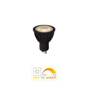 Lichtkoning LED-spot - dim to warm - Ø 5 x 5,5 cm - GU10 - 5W dimbaar - 3000K tot 2200K - zwart
