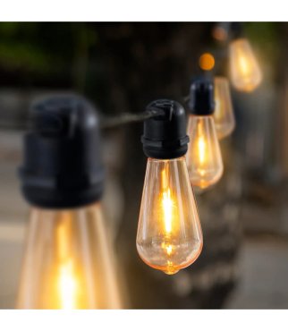 New Garden ST64 LED - Ø 6,3 x 14 cm - E27 - set van 10 ledlampen - 1,5W niet dimbaar - 1800K - amber