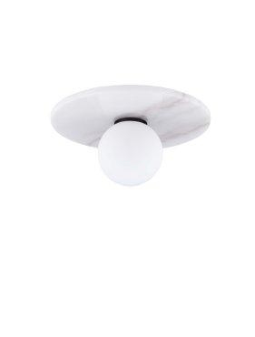Nova Luce Idor - plafondlamp - Ø 30 x 15,5 cm - wit marmer en opaalglas