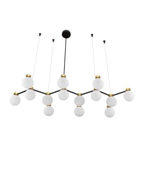 Nova Luce Ovalino - hanglamp - 107 x 157 x 47 cm - satijn goud, mat zwart en wit opaal