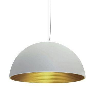ONE Light Bowl Shade Pendant - hanglamp - Ø 60 x 190 cm - wit en messing