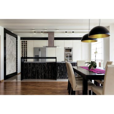 ONE Light Bowl Shade Pendant - hanglamp - Ø 40 x 180 cm - zwart en messing