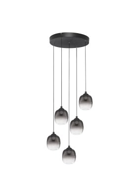 Nova Luce Kita - hanglamp - Ø 43 x 150 cm - 28W dimbare LED incl. - zandzwart en rokerig glas