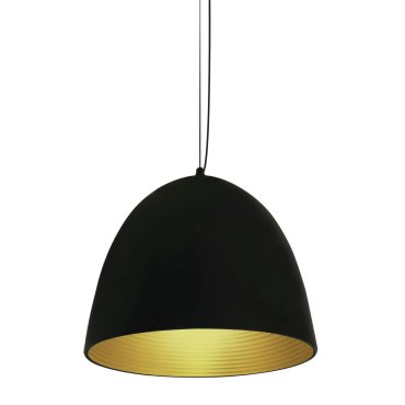 ONE Light Bowl Shade Pendant - hanglamp - Ø 30 x 192 cm - zwart en messing