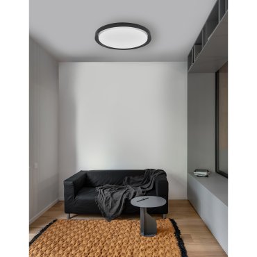 Nova Luce Troy - plafondverlichting - Ø 56 x 7,5 cm - 50W dimbare LED incl. - mat zwart en mat wit