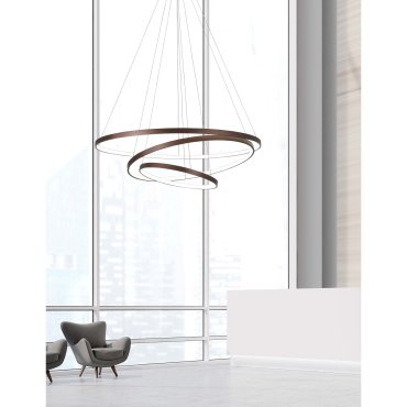 Nova Luce Ferrol - hanglamp - Ø 80 x 150 cm - 111W dimbare LED incl. - koffie bruin