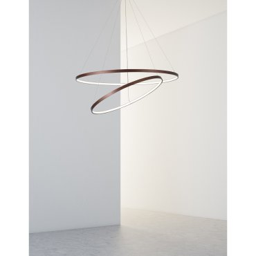 Nova Luce Ferrol - hanglamp - Ø 80 x 130 cm - 85W dimbare LED incl. - koffie bruin