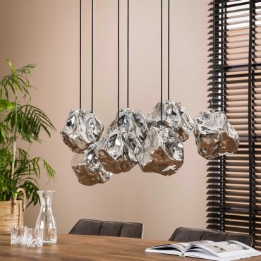 Vico Rock Chrome - hanglamp - 95 x 44 x 150 cm - chroom glas