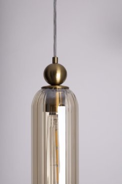 Maxlight Campanila - hanglamp - Ø 11 x 158 cm - messing en amber